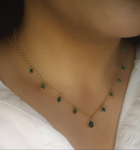 Pret-a-porter Emerald Drops necklace - Azza Fine Jewellery